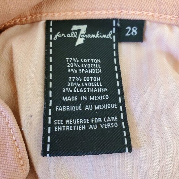 7 For All Mankind Ankle Guenivere Jeans Pink 28 Stretch Slim Fit Womens Pants - Picture 7 of 12